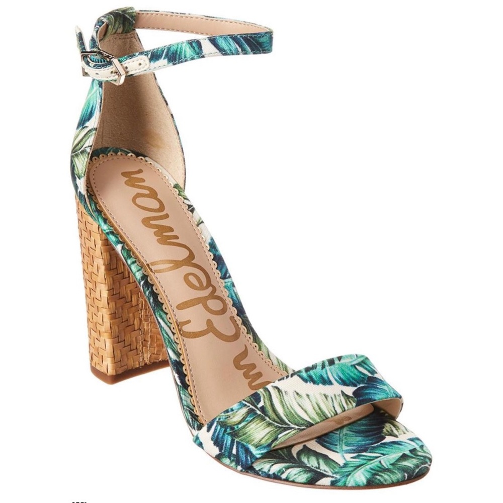 Sam Edelman Green Leaf Print Heels